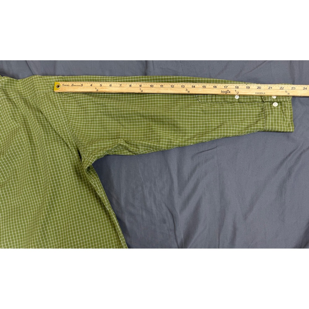 Polo Ralph Lauren Warwick Shirt Mens 16 32/33 Olive Green Grid Check Vintage - Picture 6 of 13